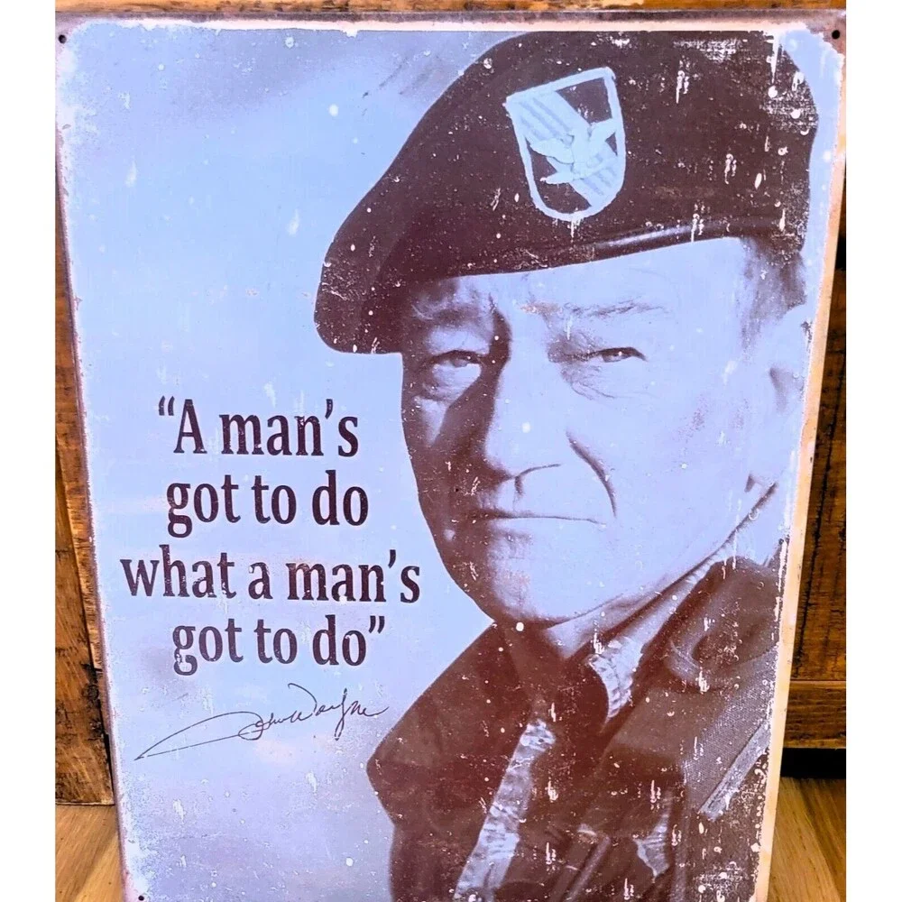 Vintage John Wayne picture on tin